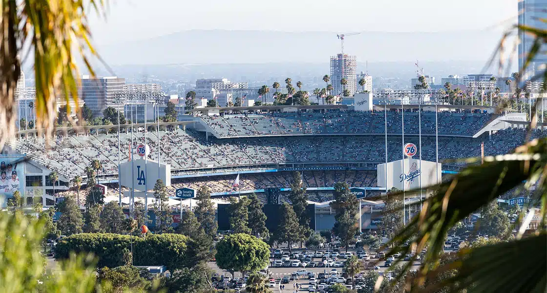 Le stade des Dodgers vu depuis les hauteurs