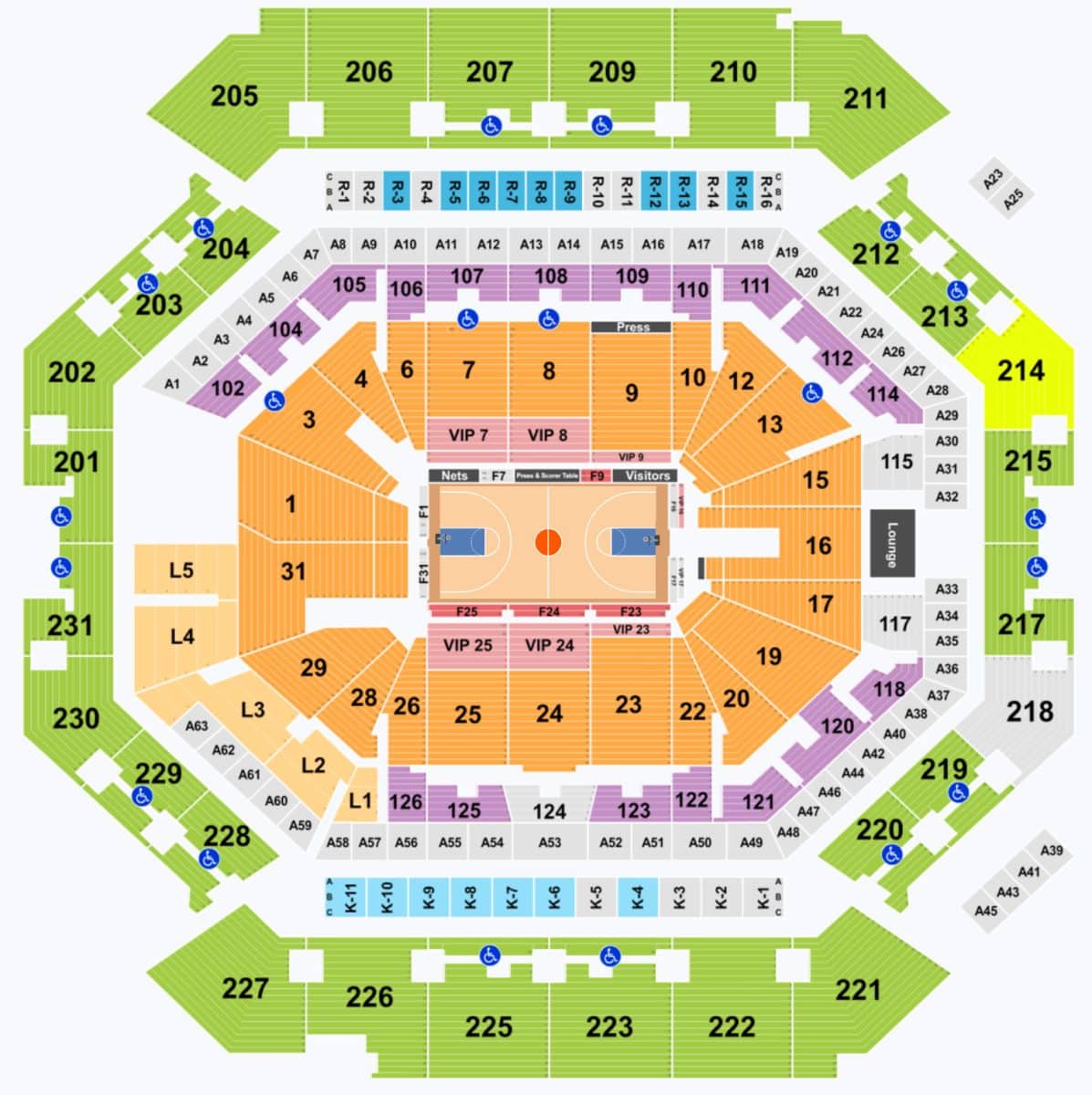 Plan de la salle Barclays Center des Brooklyn Nets