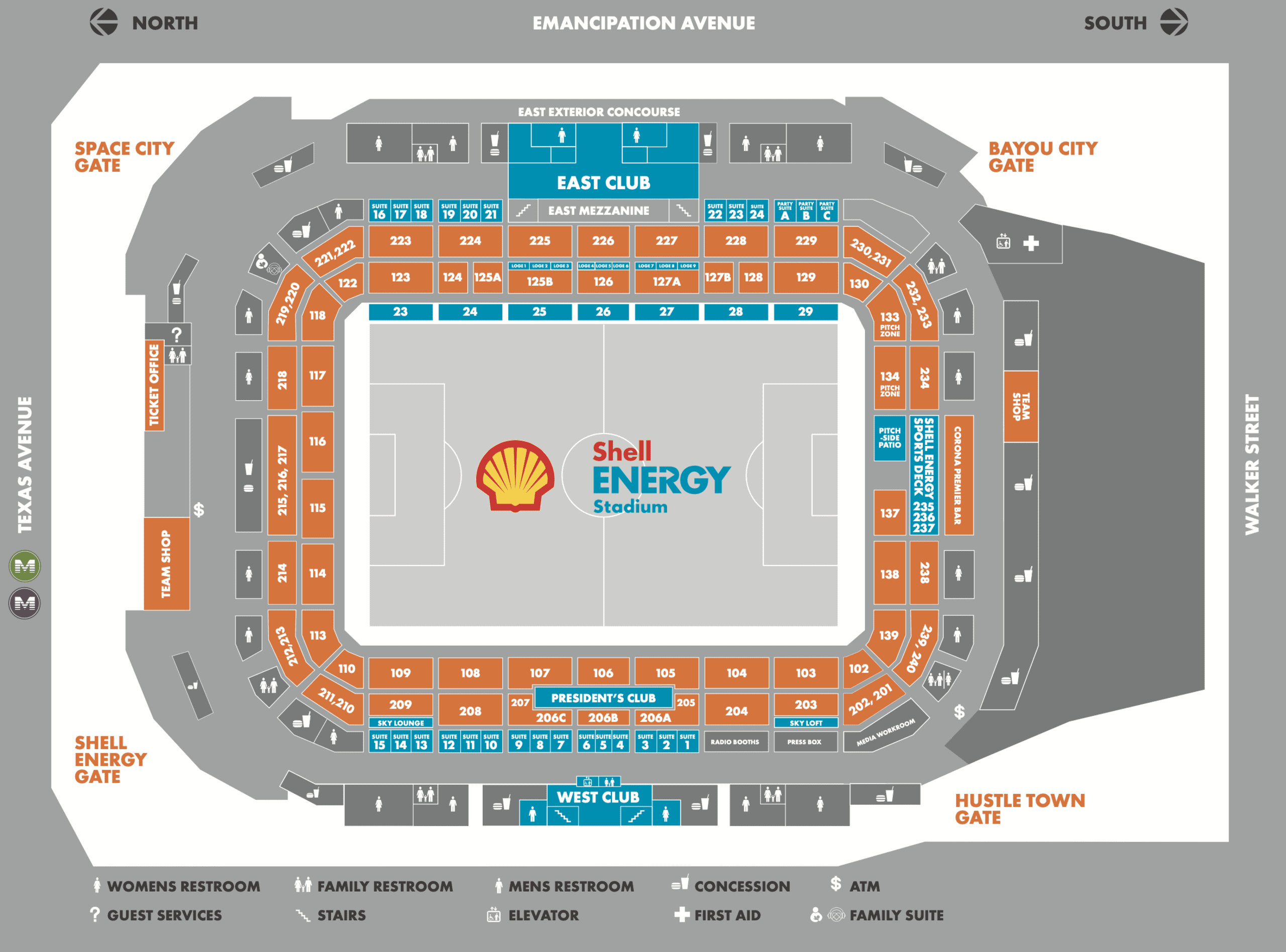 Plan du Shell Energy Stadium