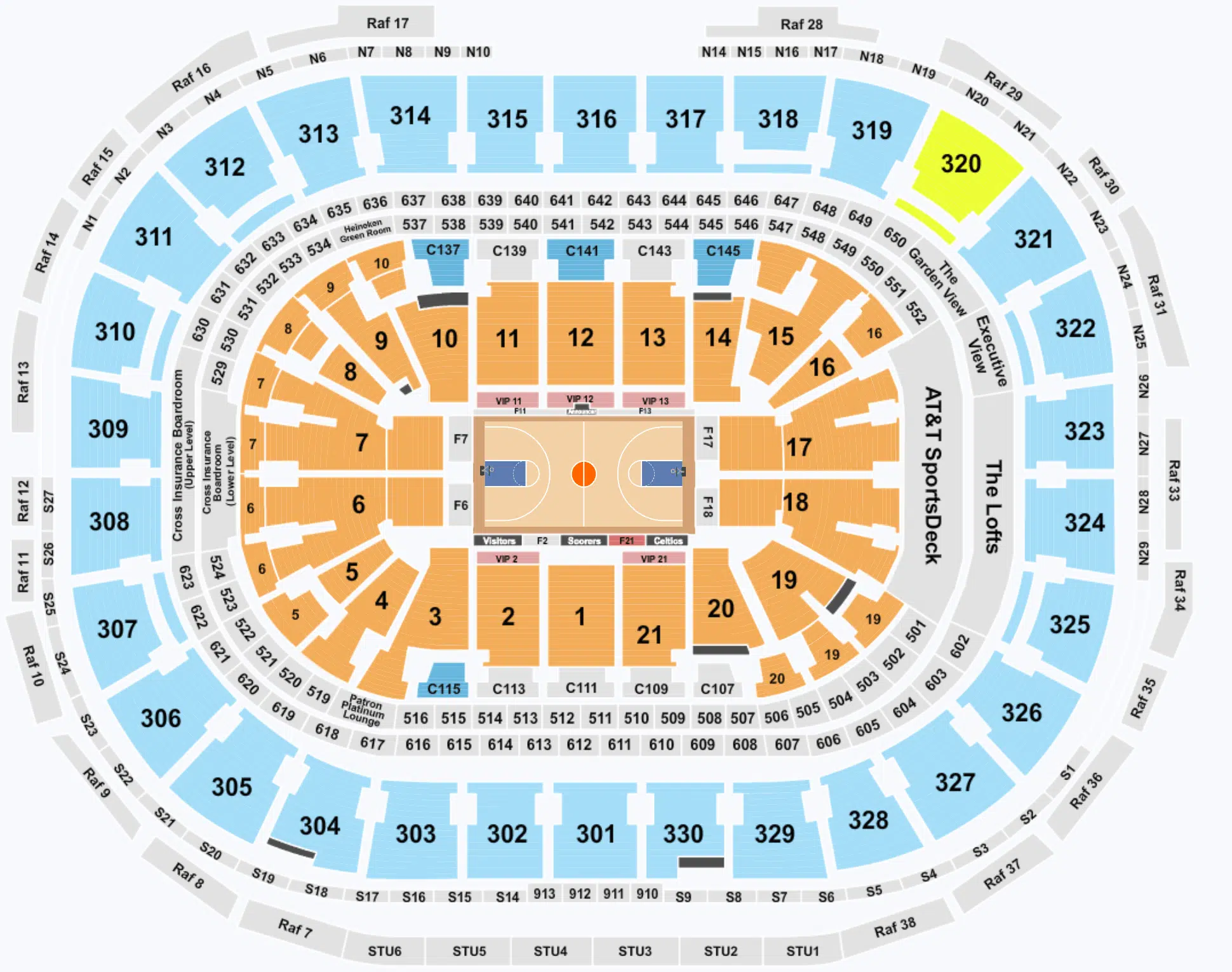 Plan du stade TD Garden